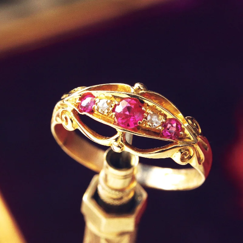 Delightful Antique Edwardian Ruby & Diamond Ring