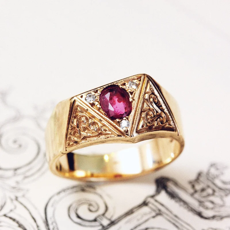 Awesome Vintage Ruby & Diamond Dress Ring