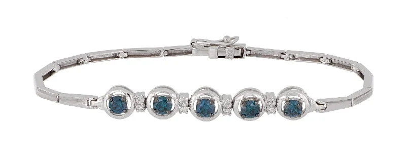 Blue Diamond Ladies Bracelet (Blue Diamond 1.15 cts. White Diamond 0.1 cts.)