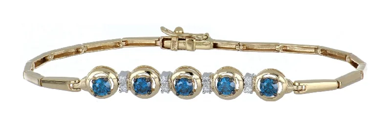 Blue Diamond Ladies Bracelet (Blue Diamond 1.15 cts. White Diamond 0.1 cts.)