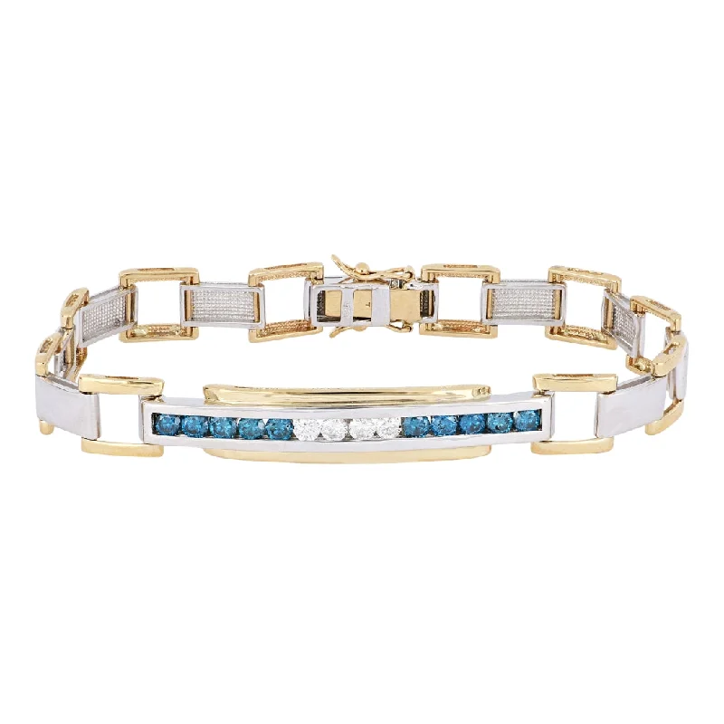 Blue Diamond Men's Bracelet (Blue Diamond 1.35 cts. White Diamond 0.45 cts.)