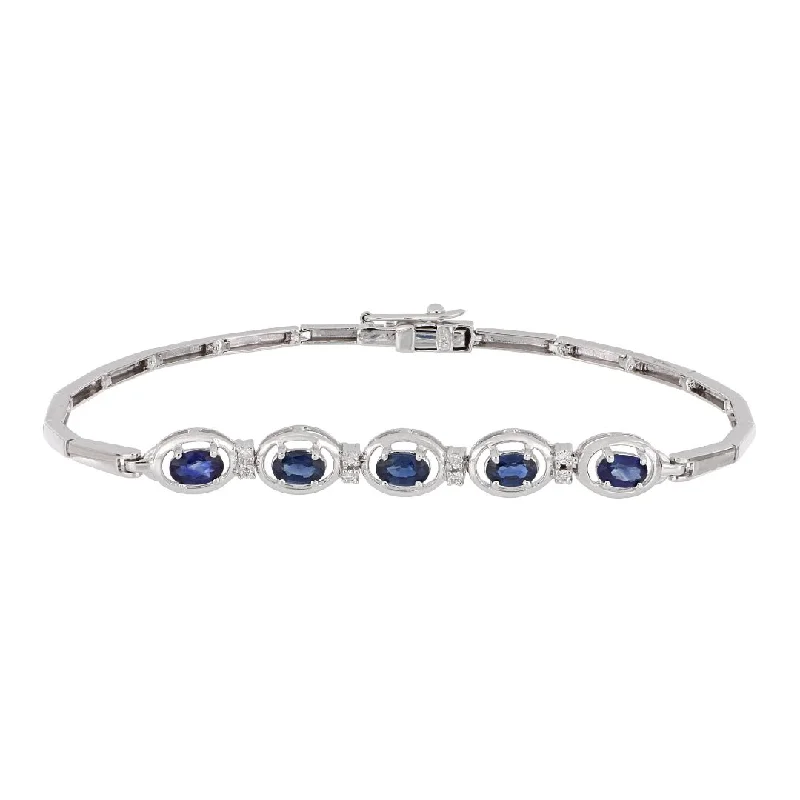 Blue Sapphire Bracelet (Blue Sapphire 1.32 cts. White Diamond 0.08 cts)