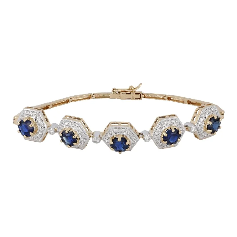 Blue Sapphire Bracelet (Blue Sapphire 4.55 cts. White Diamond 0.83 cts. 13.84 grams.)