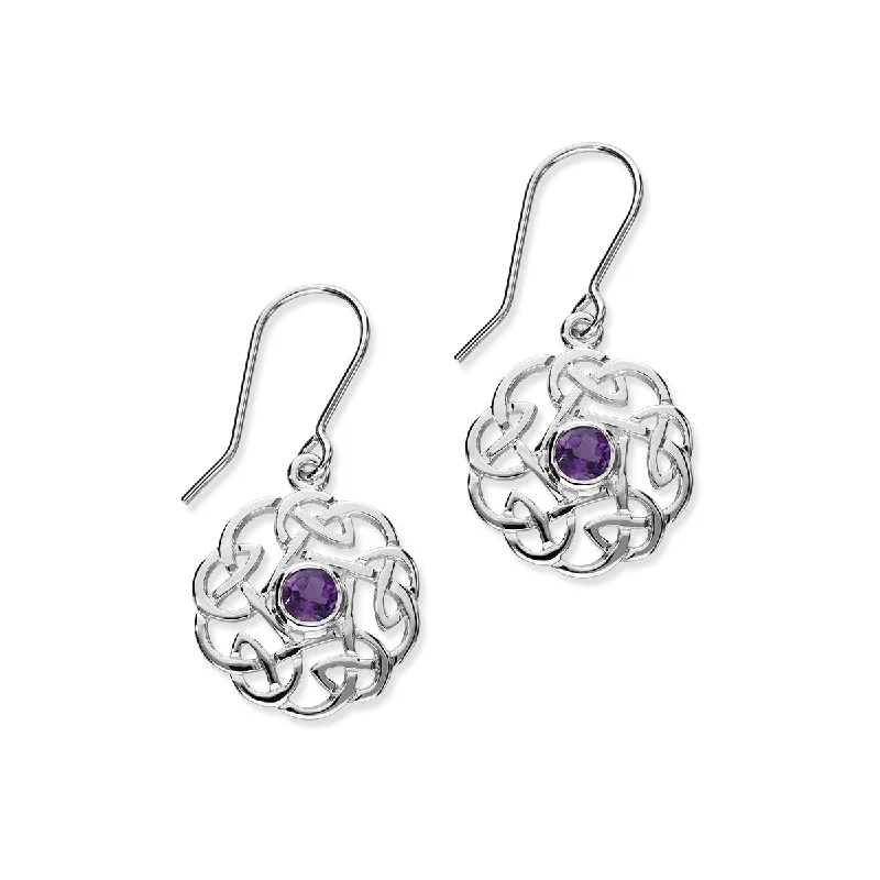 Celtic Silver Earrings CE16 Amethyst