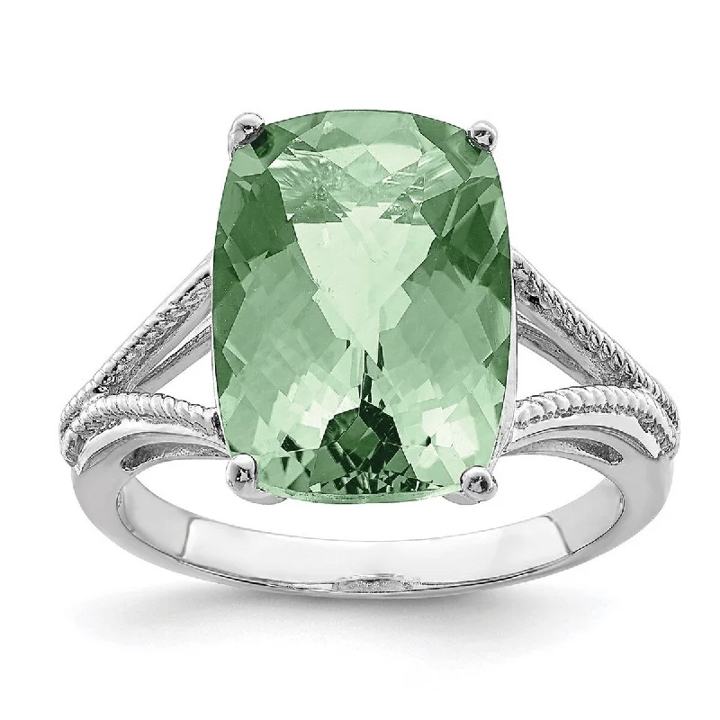 Curata 925 Sterling Silver Polished Green Quartz Ring