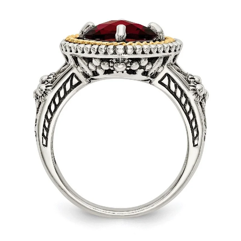 Curata 925 Sterling Silver Polished Prong set With 14k 2.38Garnet Ring