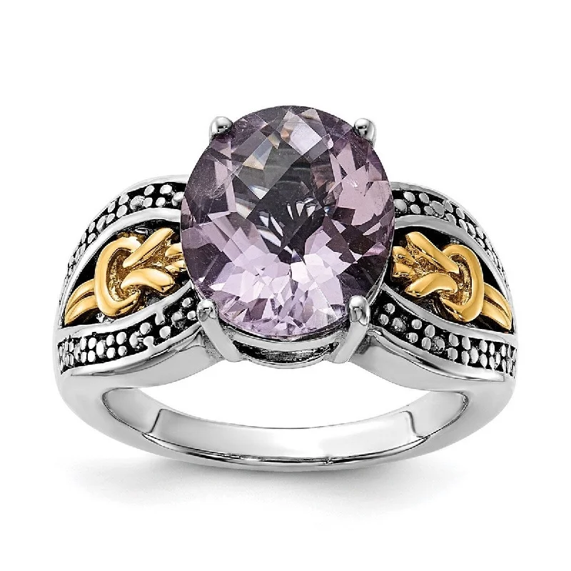 Curata 925 Sterling Silver Polished Prong set With 14k 3.3Pink Amethyst Ring