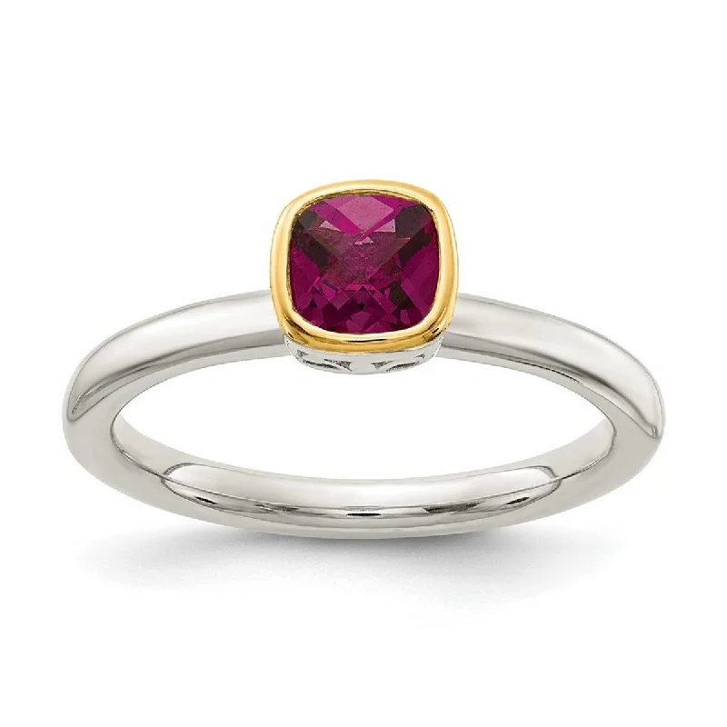 Curata 925 Sterling Silver With 14k Accent Rhodolite Garnet Ring