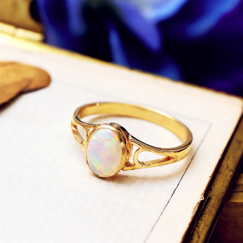 Edwardian Style Fiery Crystal Opal Ring