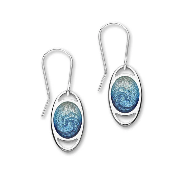 Elements Water Sterling Silver & Enamel Drop Earrings, EE510