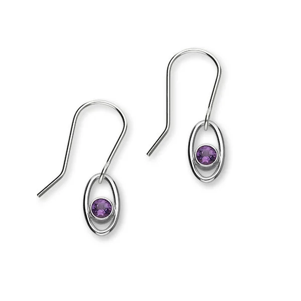 February Birthstone Silver Earrings CE353 Amethyst