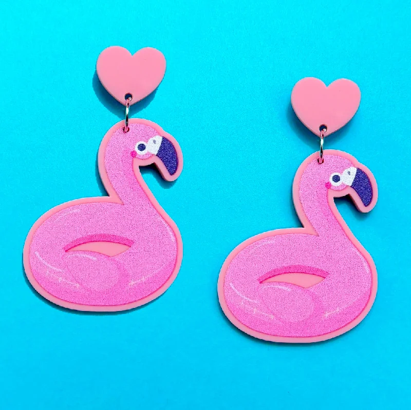 Flamingo Floatie Drop Earrings