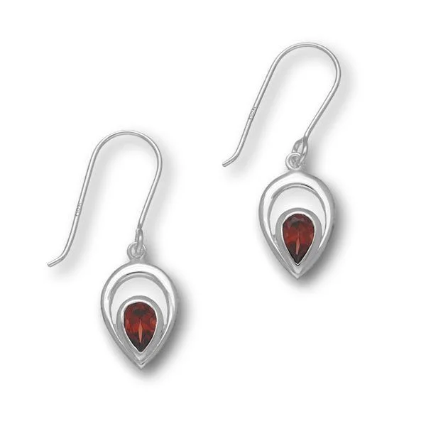 Flourish Silver Earrings CE401 Garnet