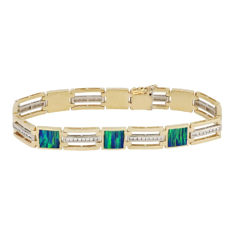 Inlay Opal Men's Bracelet (Inlay Opal White Diamond 0.91 cts.)