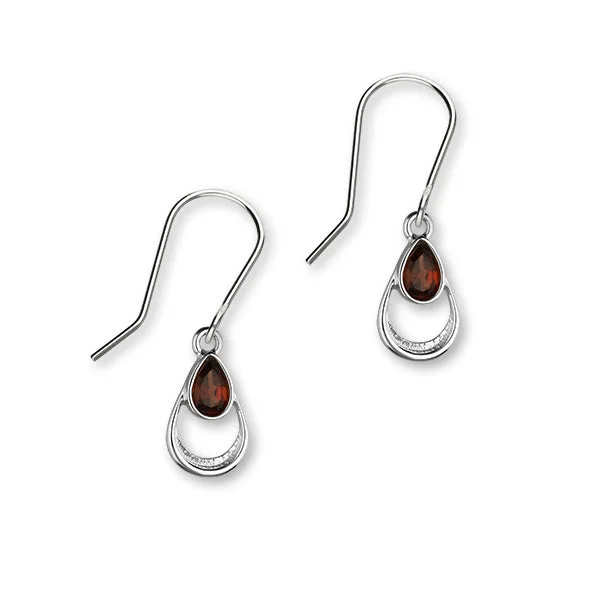 January Birthstone Silver Earrings CE403 Garnet