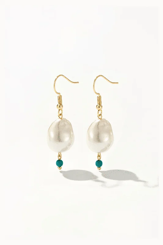 Keshi Pearl and Turquoise Drop Earrings