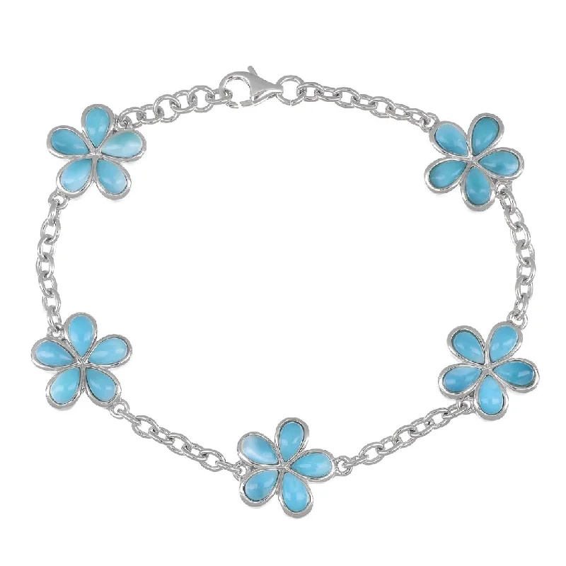 Larimar Plumeria Bracelet