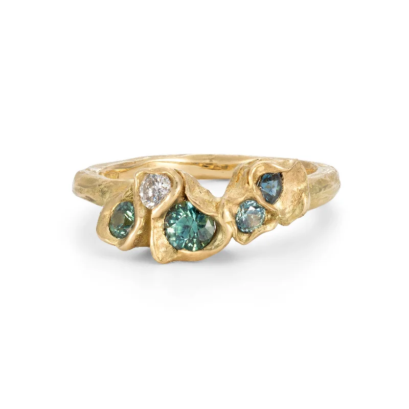 Little Teal Furbelow Ring