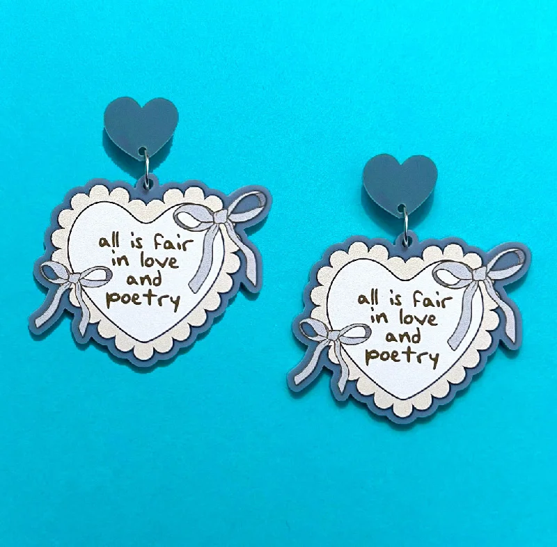 Love & Poetry Heart Drop Earrings