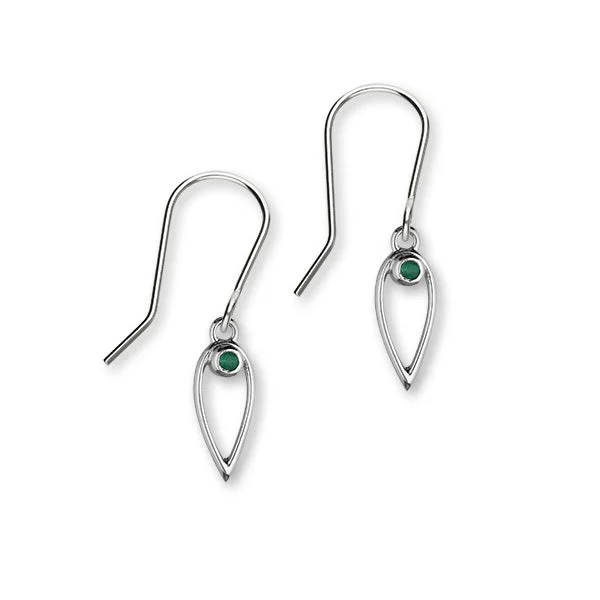 May Birthstone Silver Earrings CE357 Emerald