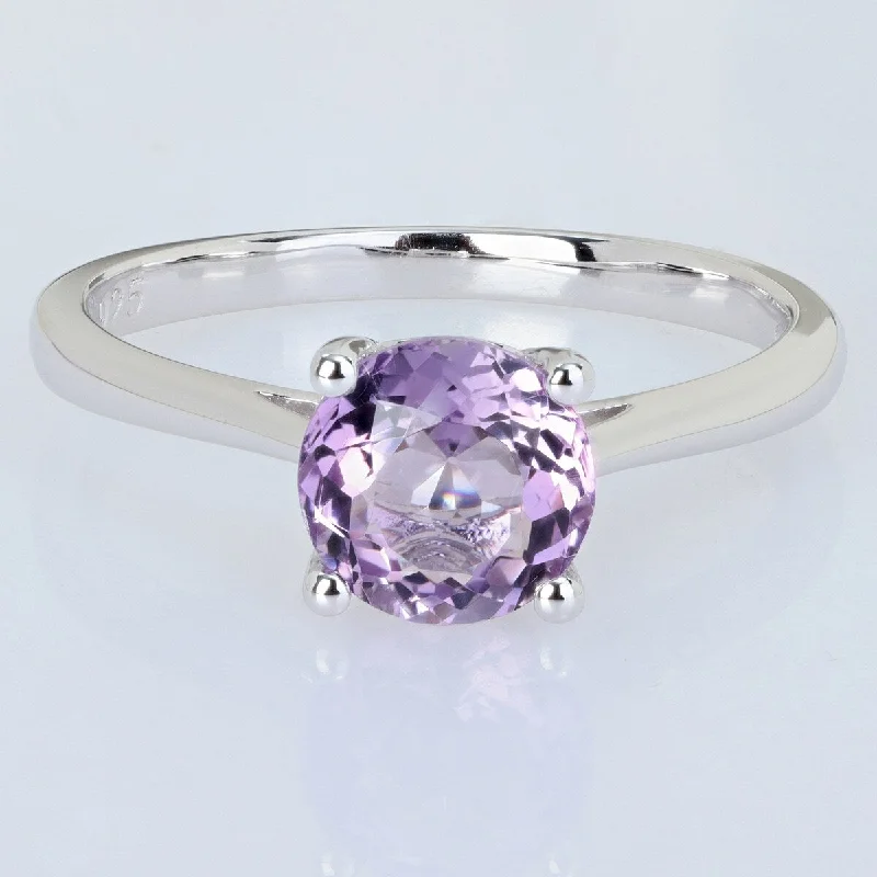 Miadora 1 1/3ct TGW Amethyst Solitaire Ring Sterling Silver