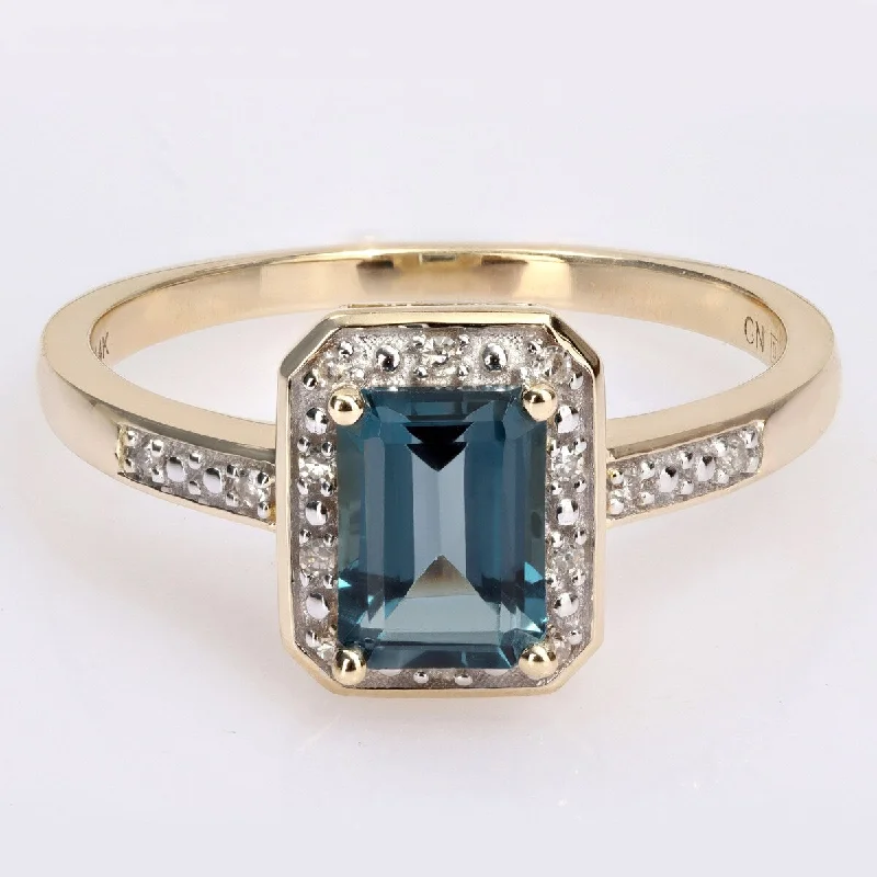 Miadora 1 1/5ct TGW London Blue Topaz Diamond Accent Ring 14k Yellow Gold