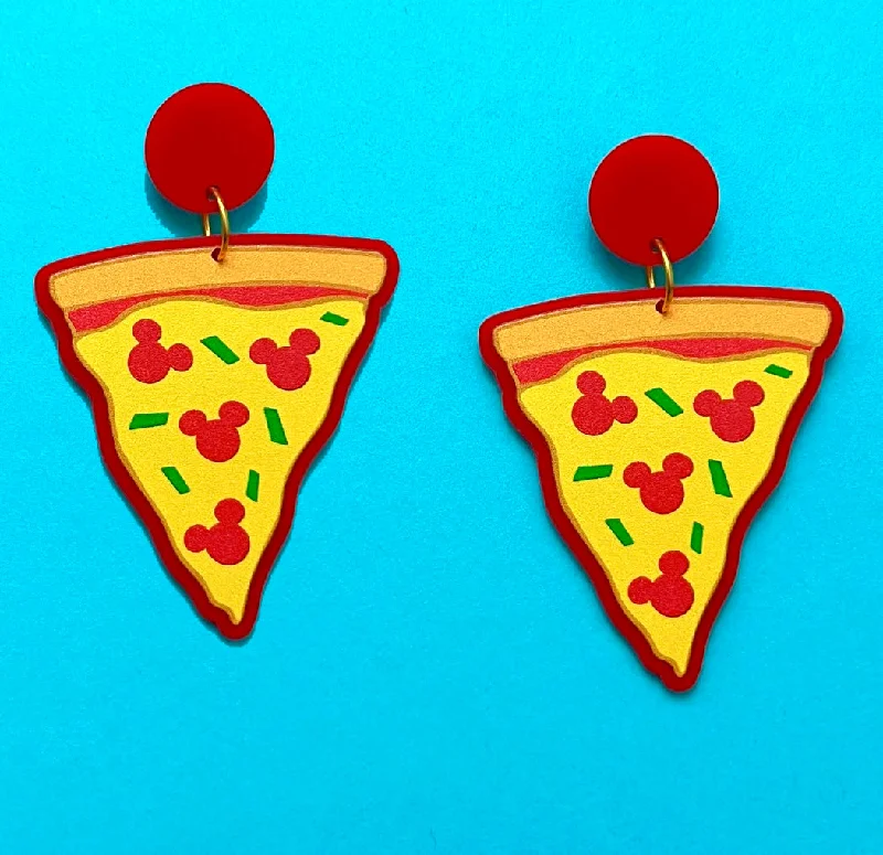 Mouse Pizza Drop Earrings