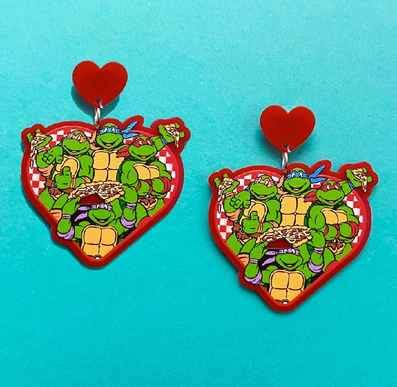 Ninja Turtles Heart Drop Earrings