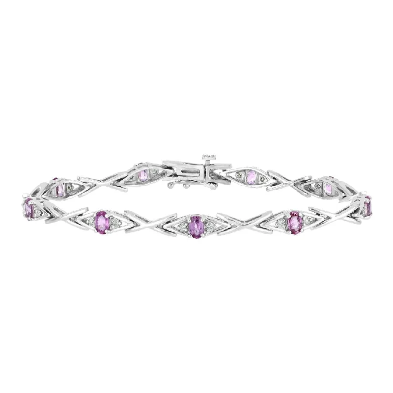 Pink Sapphire Bracelet (Pink Sapphire 2.88 cts. White Diamond 0.18 cts.)