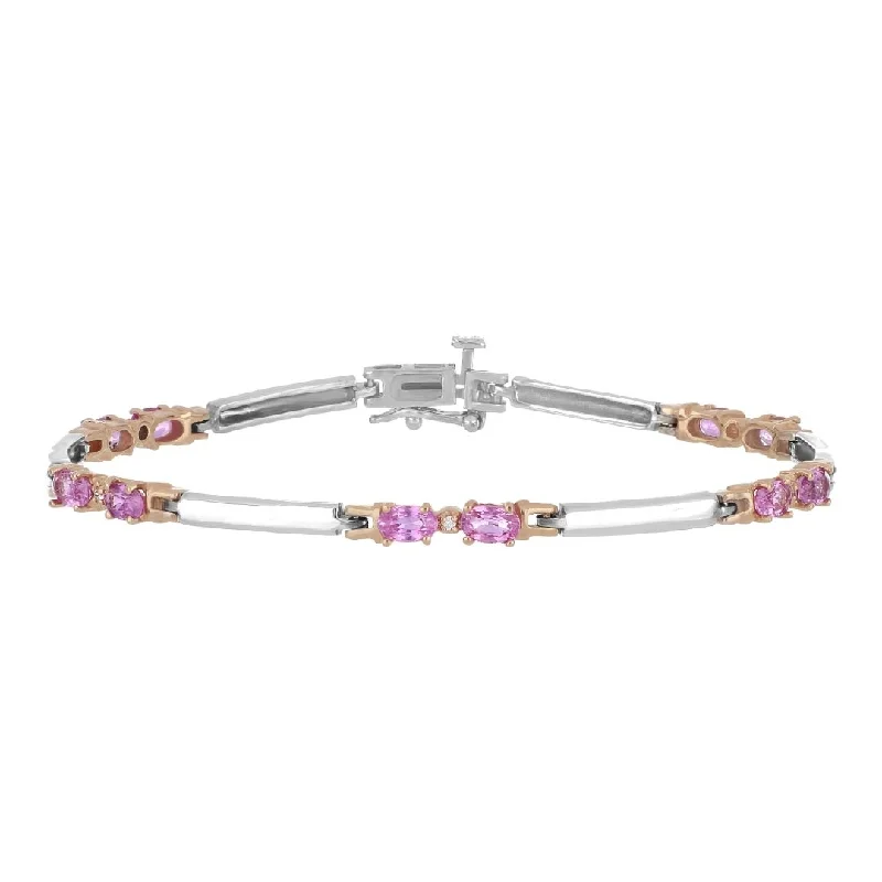 Pink Sapphire Bracelet (Pink Sapphire 3.2 cts. White Diamond 0.04 cts.)