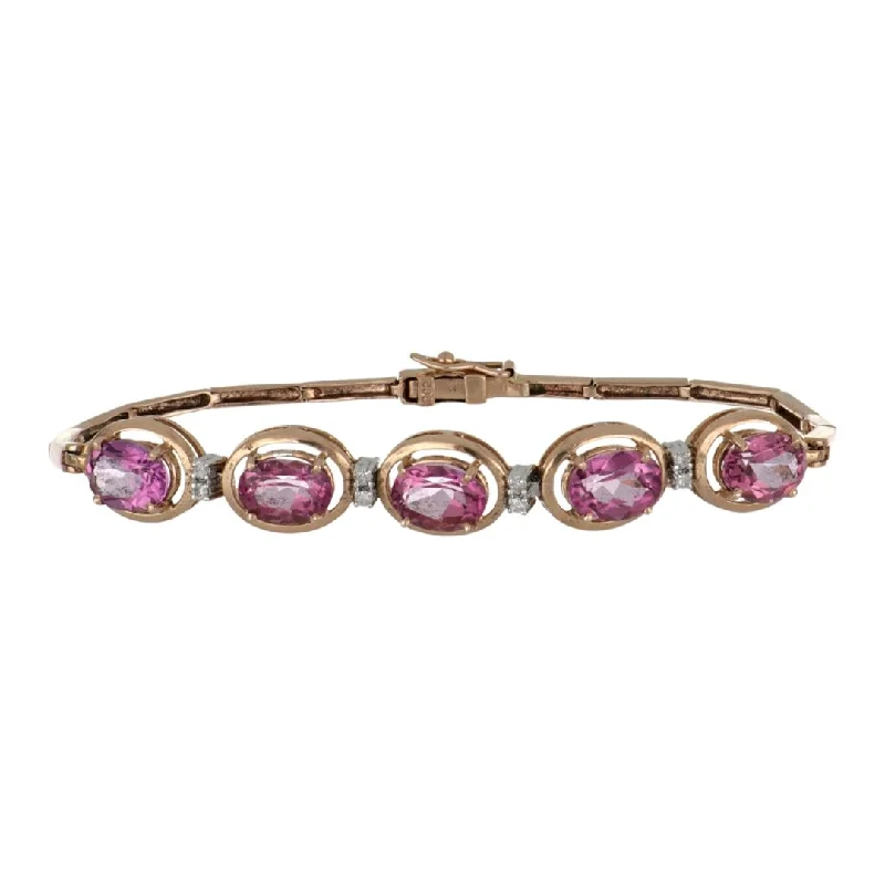 Pink Topaz Bracelet (Pink Topaz 7.3 cts. White Diamond 0.1 cts.)