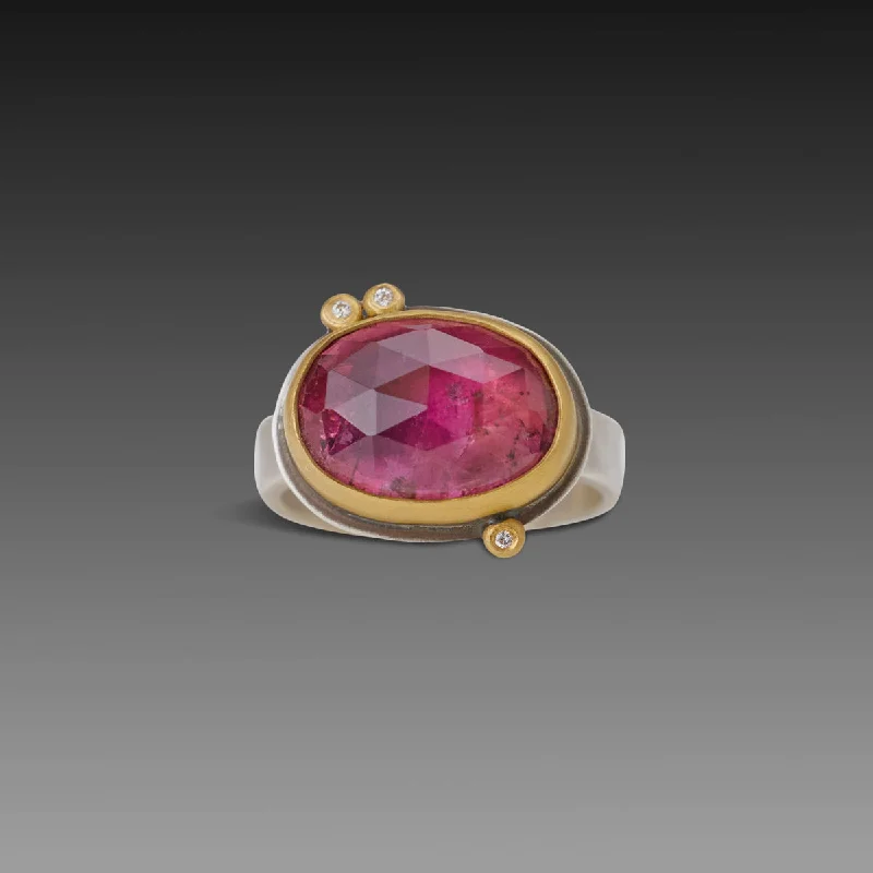 Pink Tourmaline Ring with Diamonds