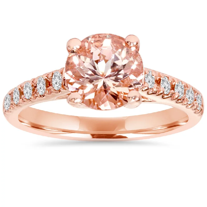 Pompeii3 14k Rose Gold 1/4 ct TDW Morganite and Diamond Trellis Ring (I-J/I2-I3)