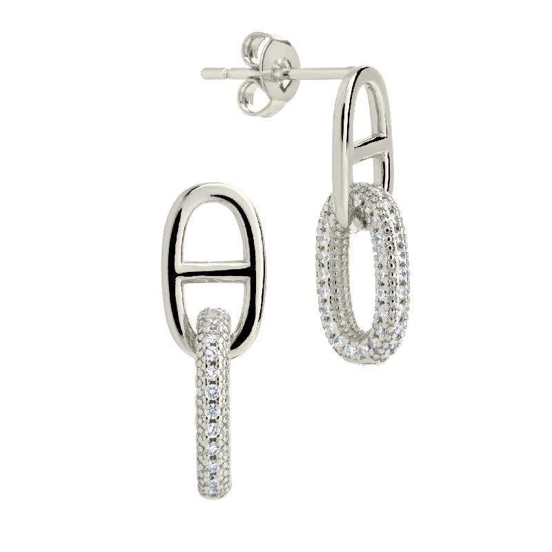 Reina CZ Chain Link Drop Stud Earrings