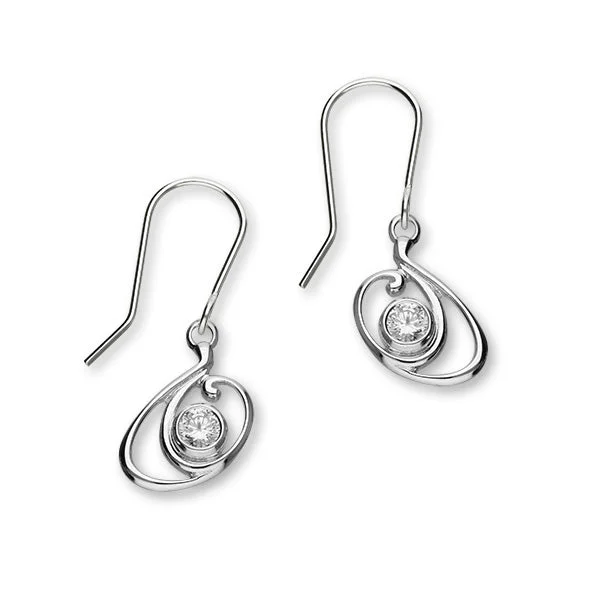 Retreat Sterling Silver & Cubic Zirconia Drop Earrings, CE417