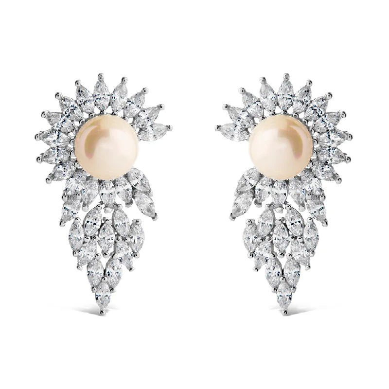 Rhianna CZ & Pearl Statement Stud Earrings