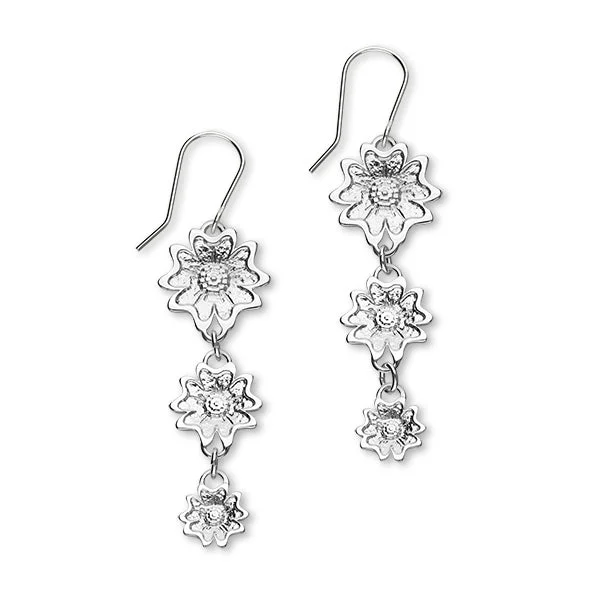 Scottish Primrose Sterling Silver Tri Drop Earrings, E1947