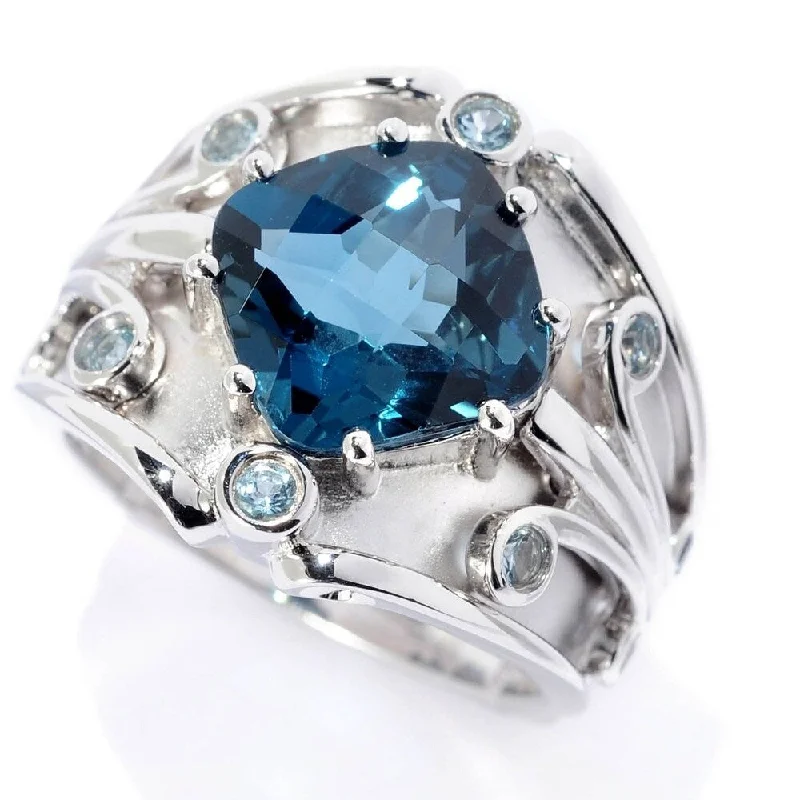 Sterling Silver 4.24ctw London Blue Topaz & Swiss Blue Topaz Ring