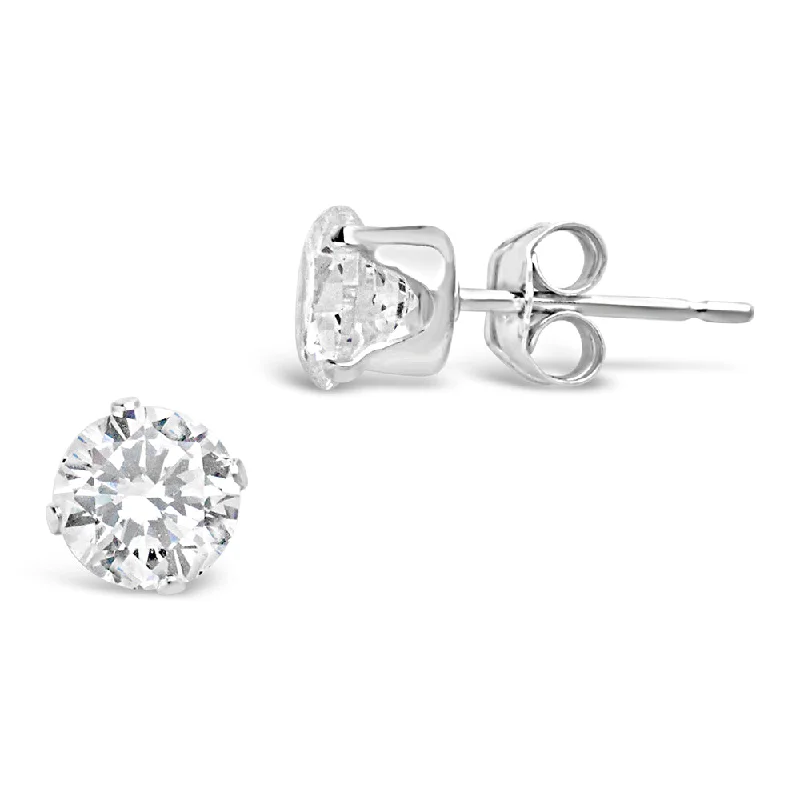 Sterling Silver CZ Stud Earrings