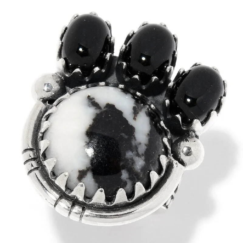 Sterling Silver White Buffalo Gemstone Oxidized Ring