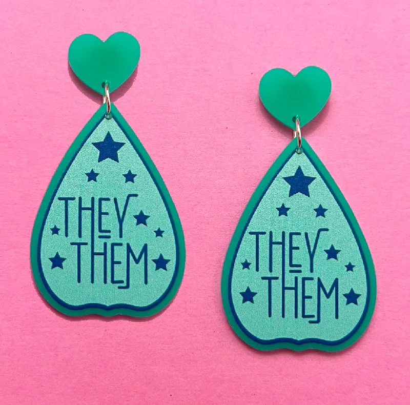 They/Them Planchette Drop Earrings