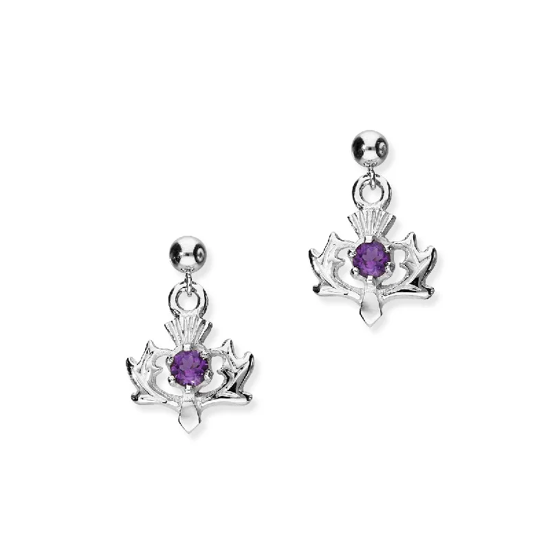 Thistle Silver Earrings CE9 Amethyst