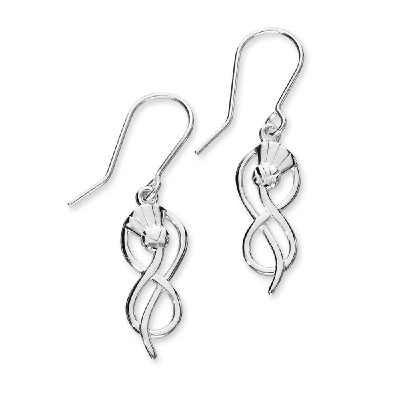 Scottish Thistle Sterling Silver Twist Drop Earrings, E1517