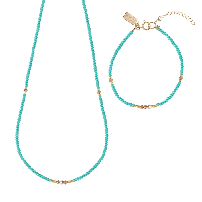 Endito Crystal Necklace & Bracelet Set - TURQUOISE