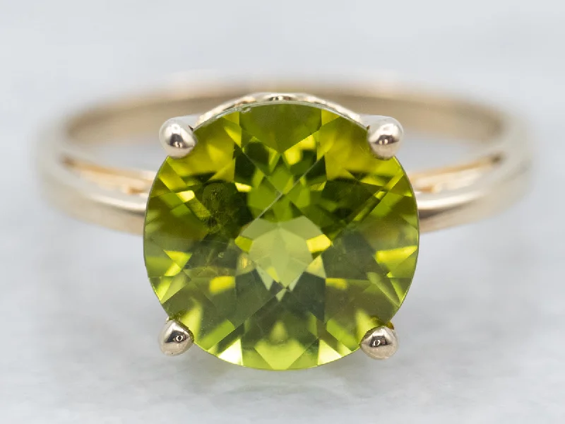 Yellow Gold Peridot Solitaire Ring