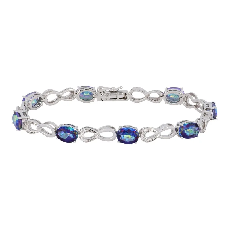 Blue Topaz Bracelet (Blue Topaz 11.8 cts. Cubic Zirconia 0.34 cts.)